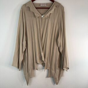Vintage Desert Design Tan Asymmetric Hem Cardigan Womens Medium Boho Lagenlook